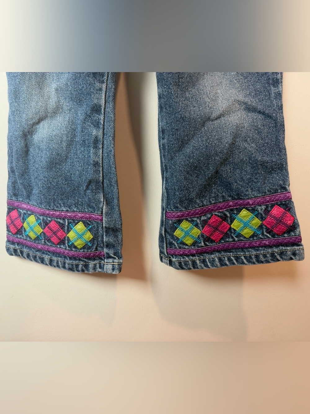 Denim Jeans with Embroidered Cuffs Y2K Girls Size 4T